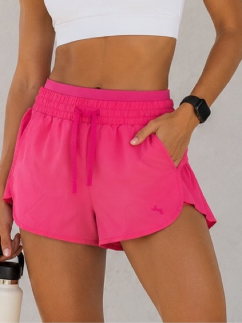 JoyLab Hot Pink Pleated Side Woven Running Shorts Small High Rise Pockets